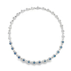 18 K White Gold Necklace with Natural Blue Sapphire & White Diamond