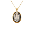 18k Yellow Gold White Diamonds God Pendants