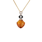 18k Yellow Gold Citrine & Onyx White Diamonds Pendant