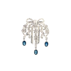 18k White Gold Sapphire & White Diamonds Brooch & Pendant