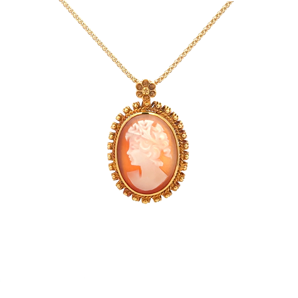 22k Yellow Gold Orange Cameo Pendant