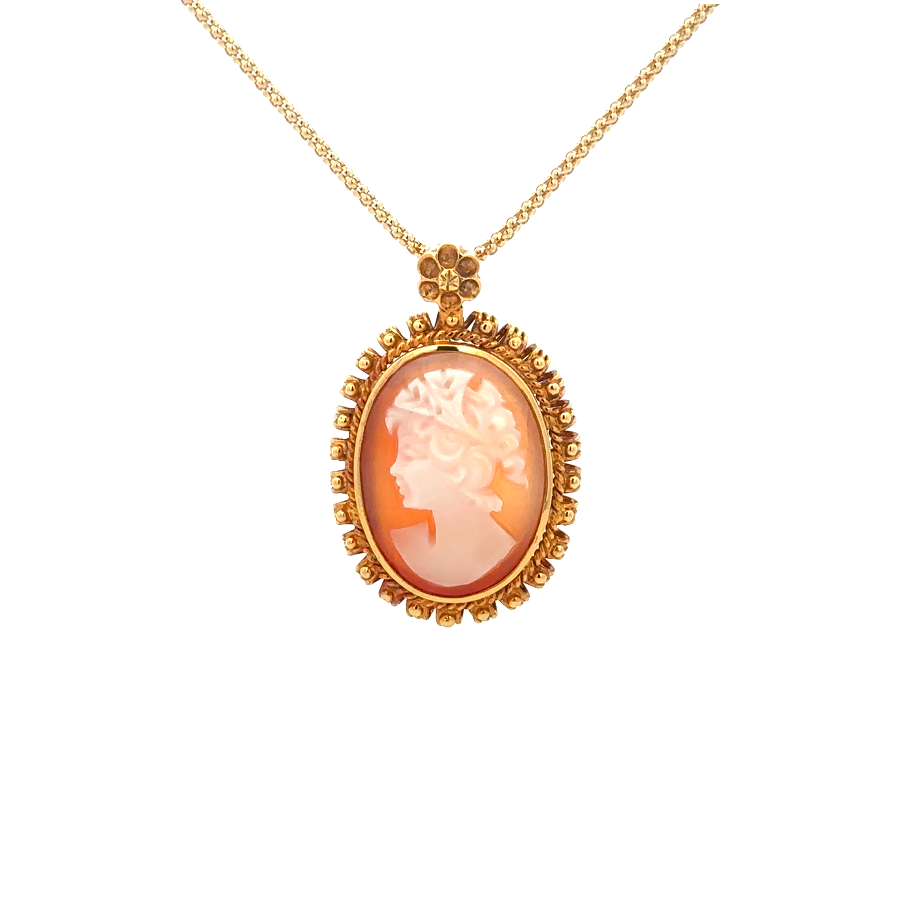 22k Yellow Gold Orange Cameo Pendant