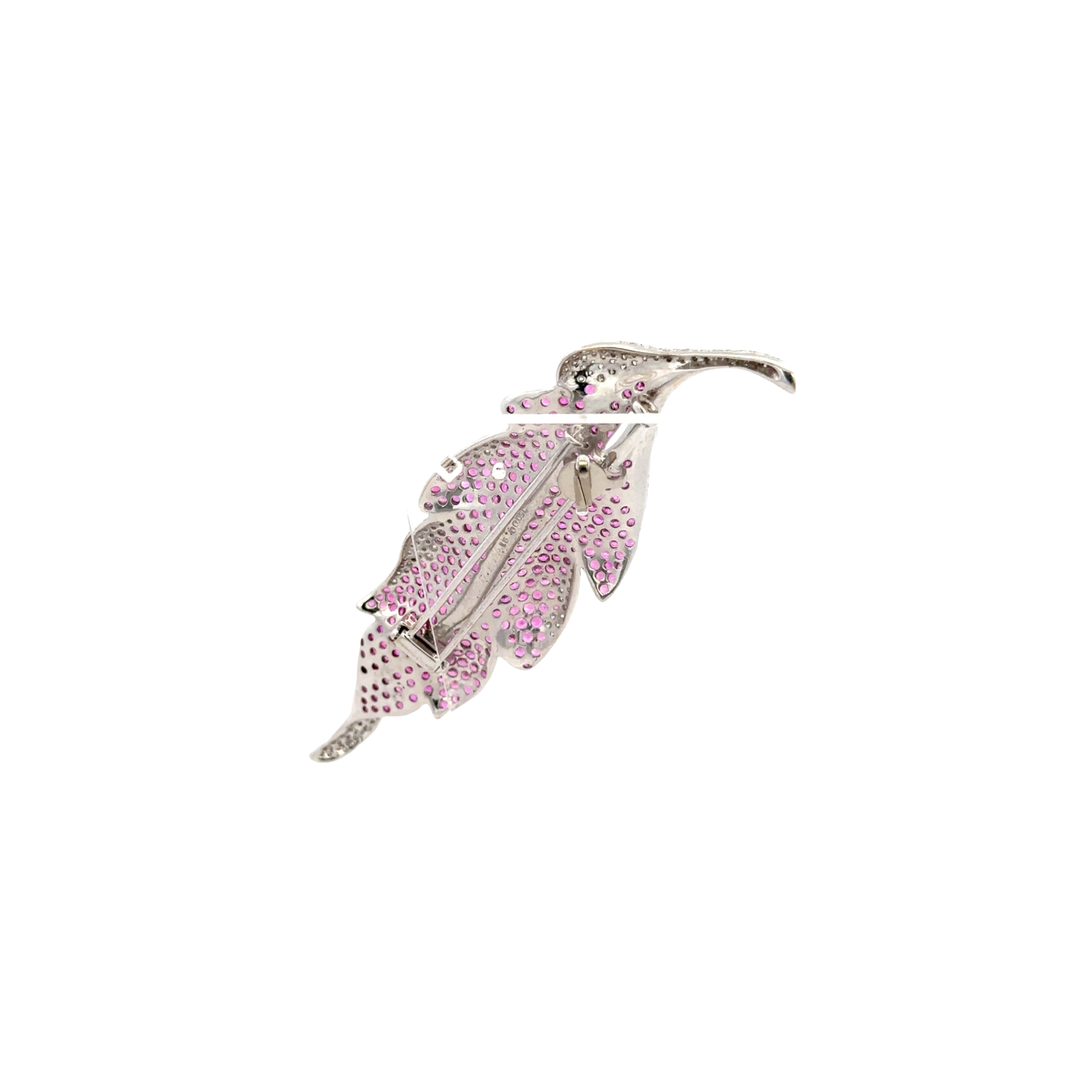 18k White Gold Pink Sapphire & White Diamonds Brooches