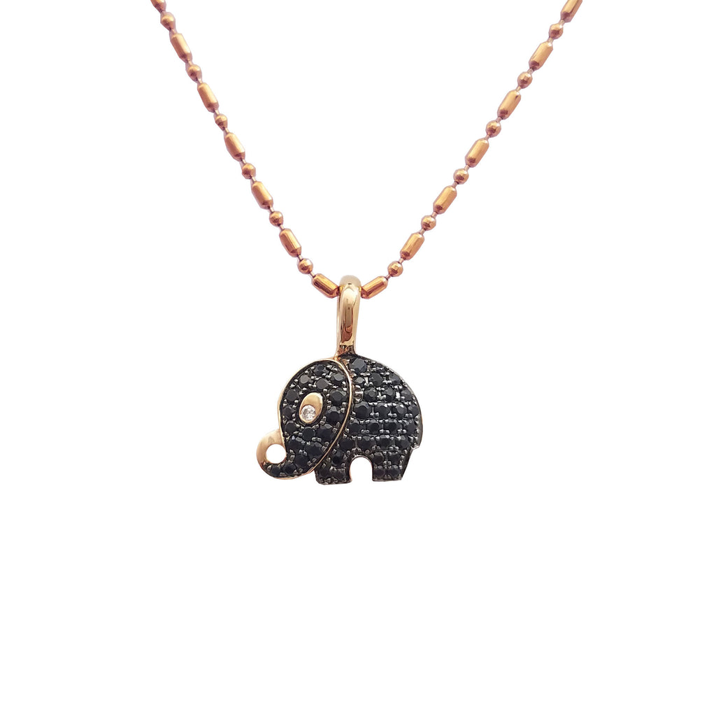 18k Pink Gold Black Sapphire & White Diamonds Pendant