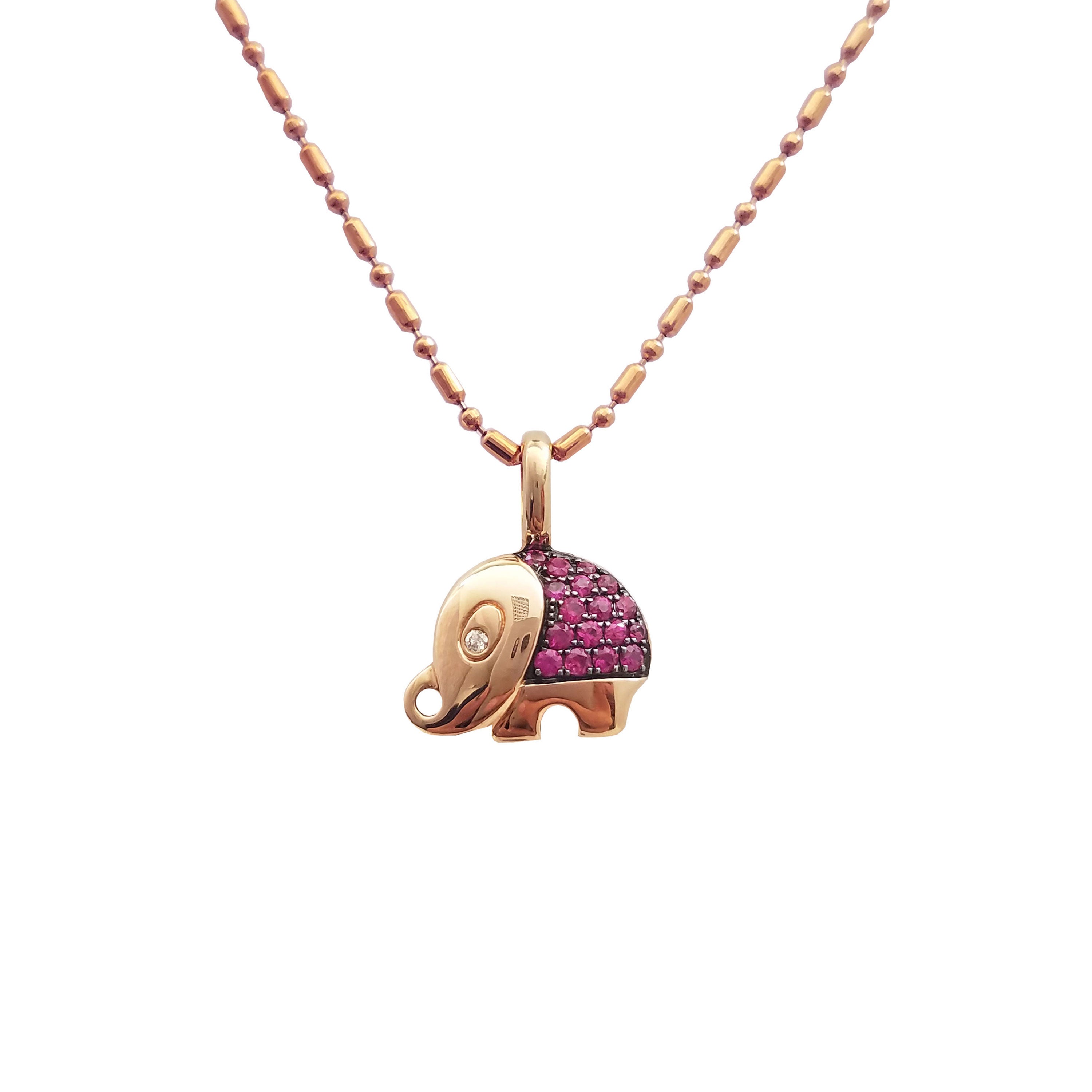 18k Yellow Gold Ruby & White Diamonds Pendant