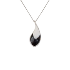 18k White Gold White Onyx & Black Onyx White Diamonds Pendant