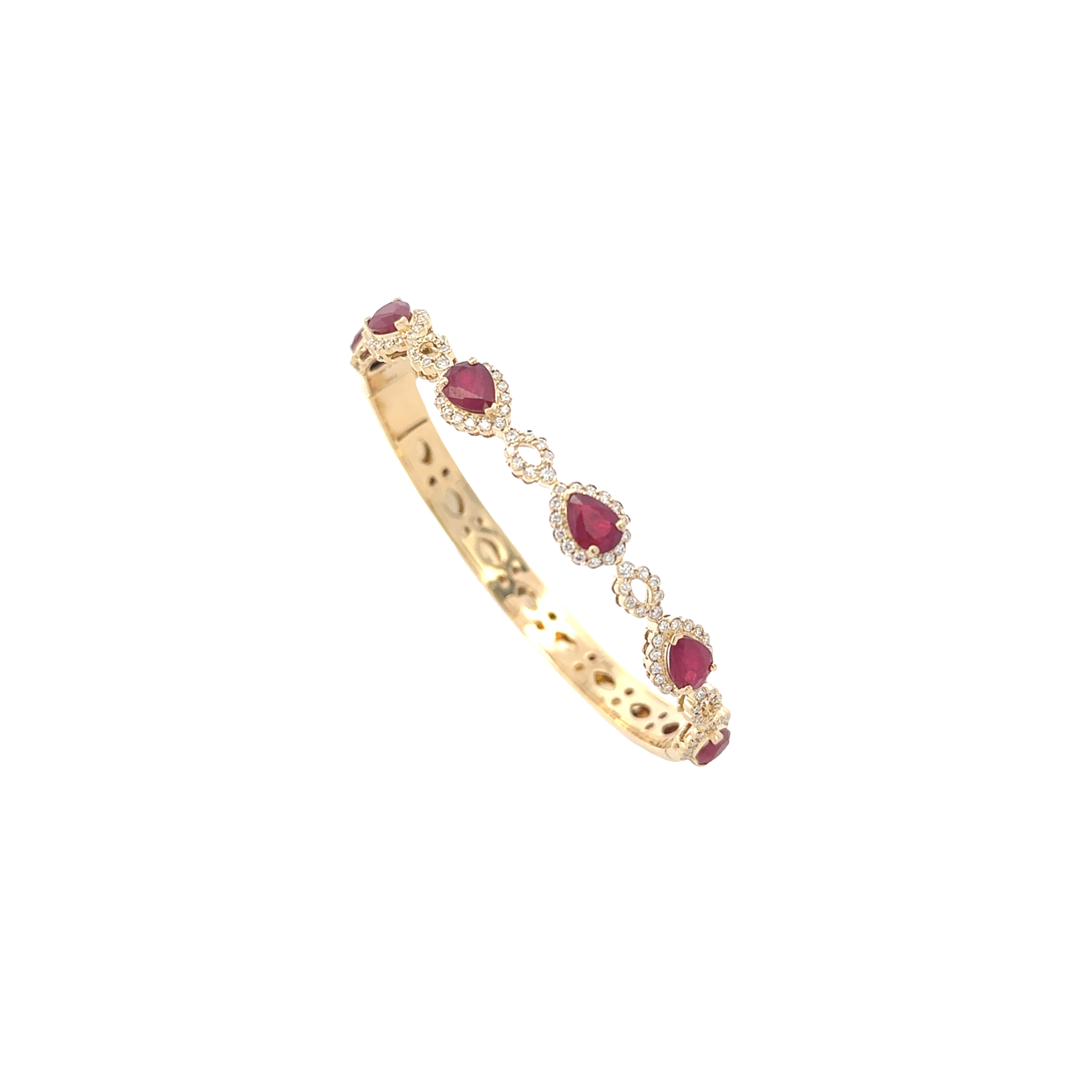 18k Yellow Gold Ruby & White Diamonds Bangles