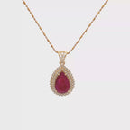 18k Yellow Gold Ruby & White Diamonds Pendant