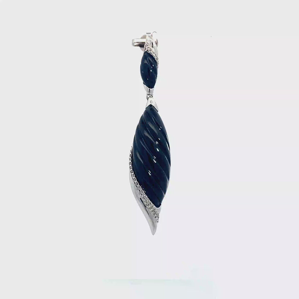 18k White Gold Black Onyx & White Diamonds Pendant