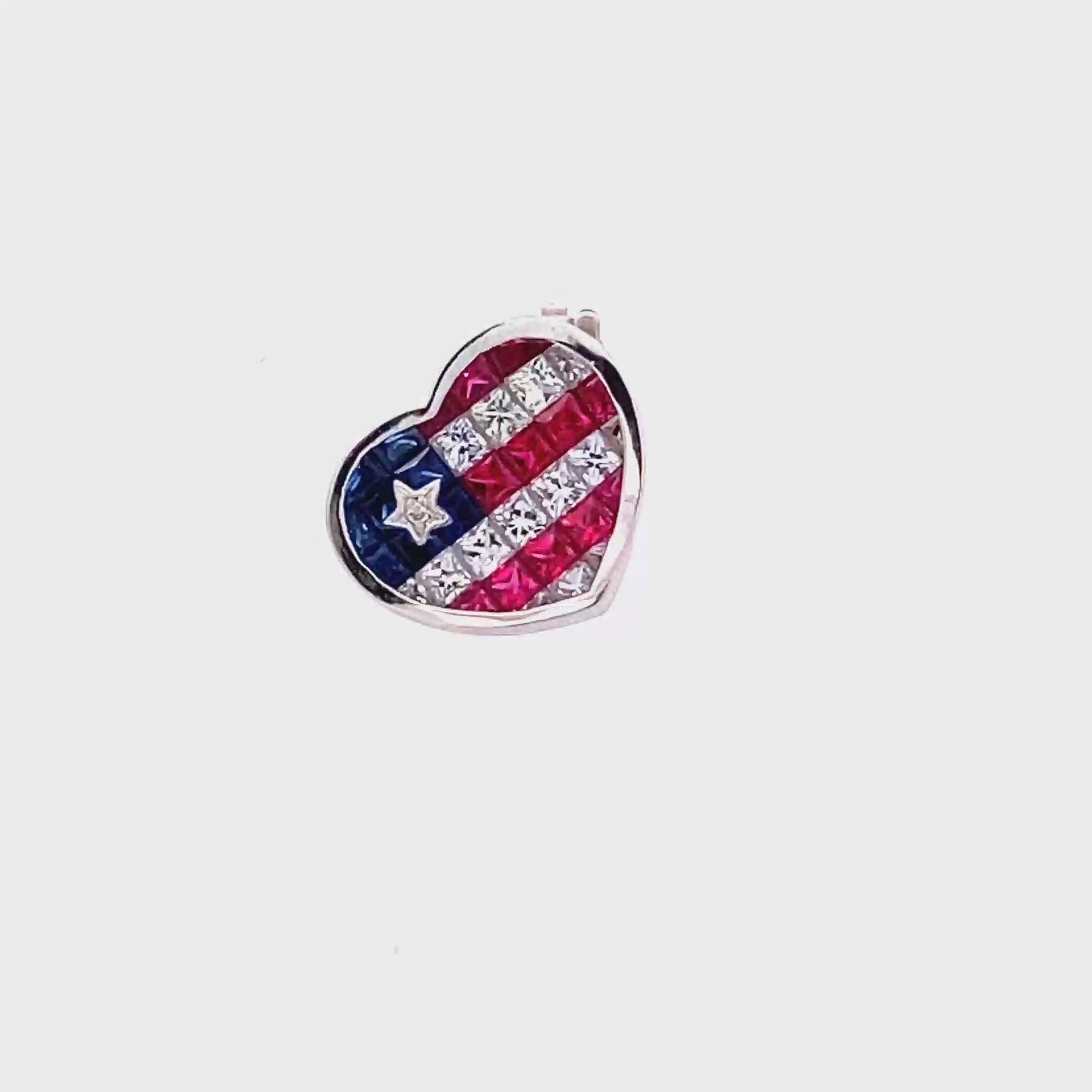 18k White Gold Sapphire & Ruby & White Sapphire White Diamonds Pendant