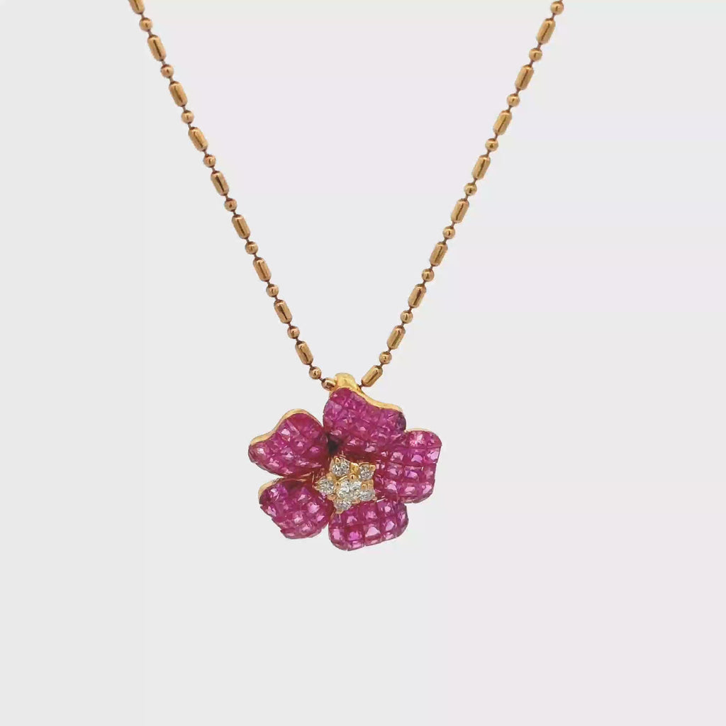18k Pink Gold Pink Sapphire & White Diamonds Pendants