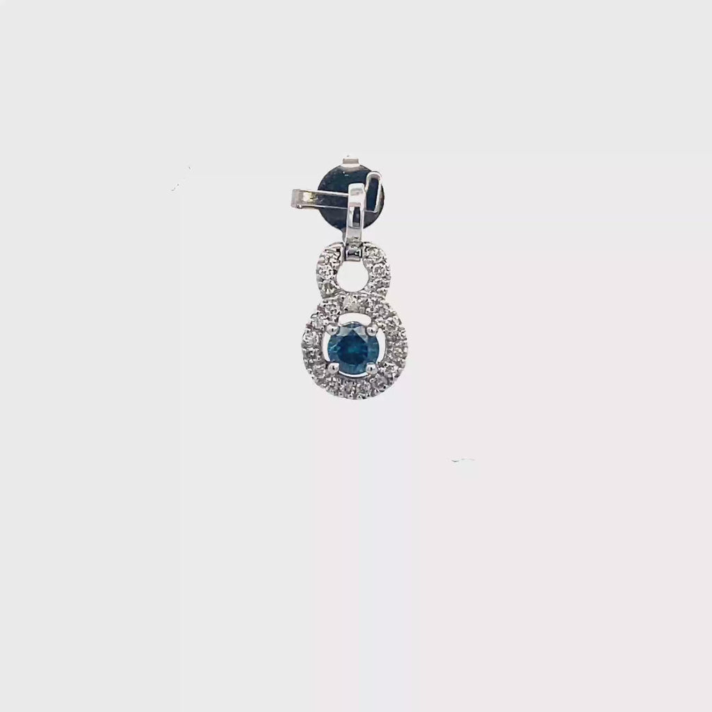 18k White Gold Blue Diamonds & White Diamonds Pendant