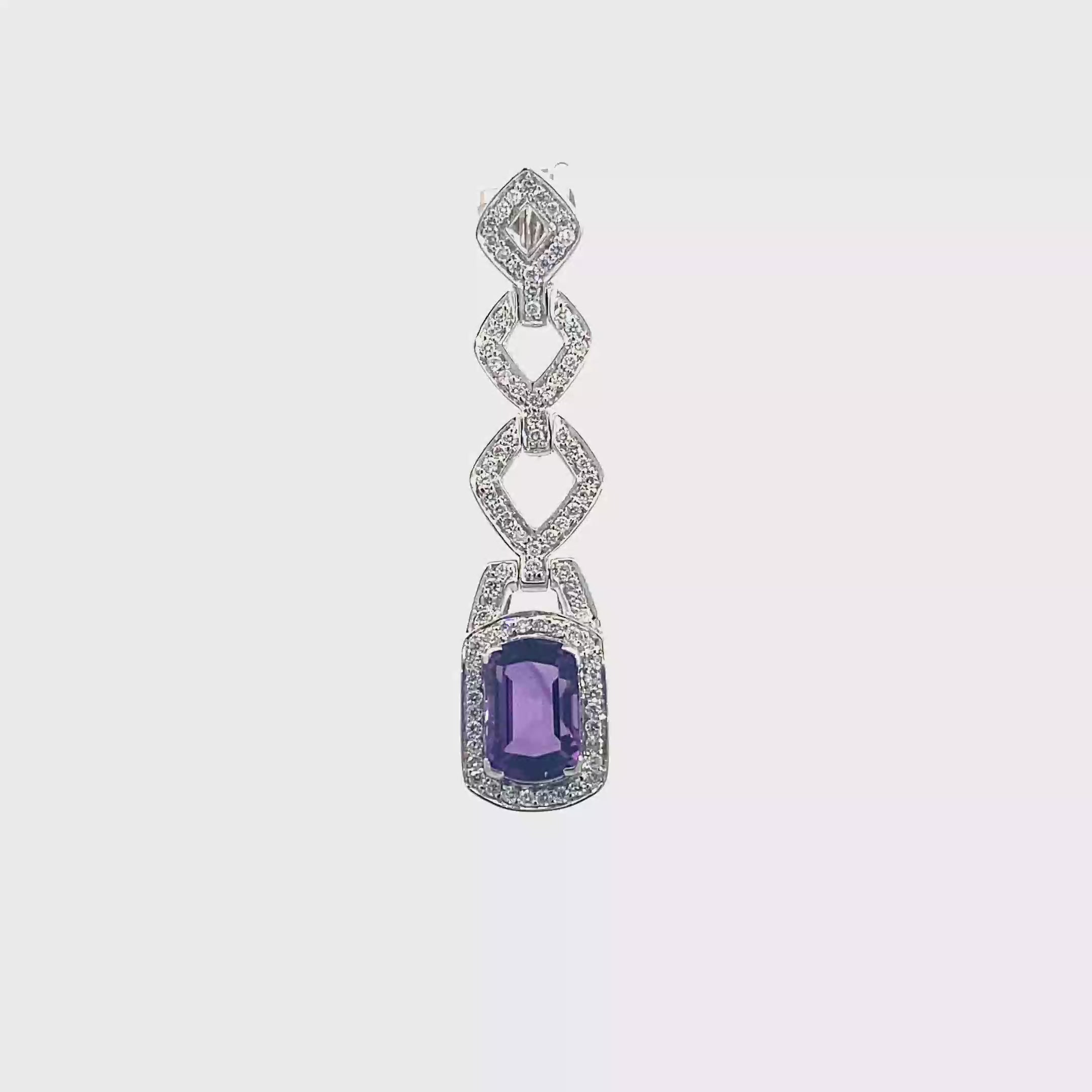 18k White Gold Amethyst & White Diamonds Pendant
