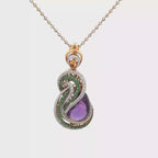 18k Yellow Gold Amethyst & Tsavorite White Diamonds Pendant