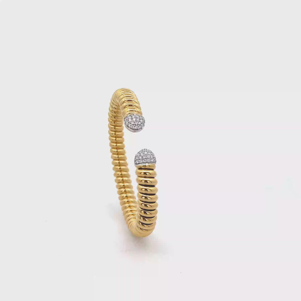 18k Yellow Gold White Diamonds Bangles