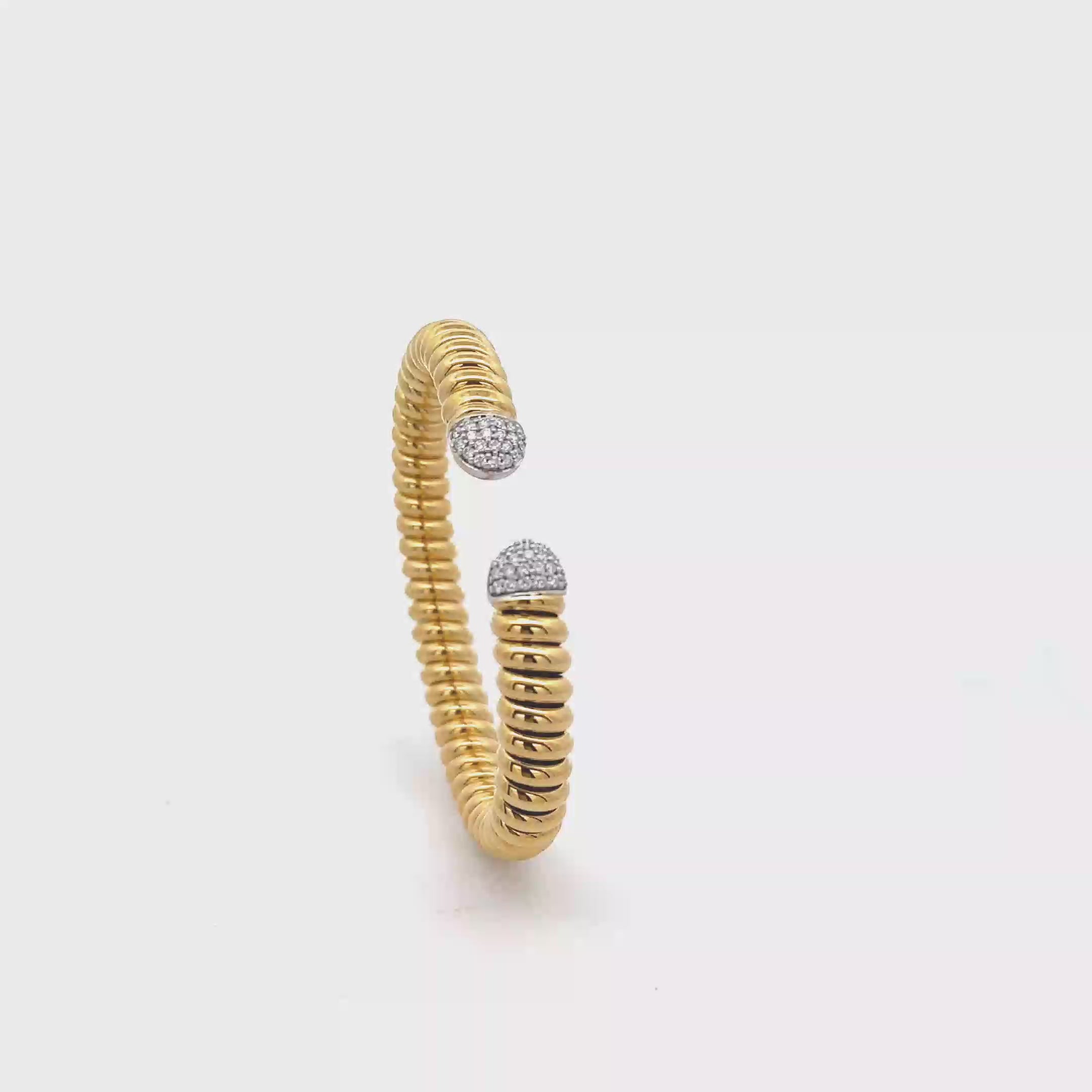 18k Yellow Gold White Diamonds Bangles