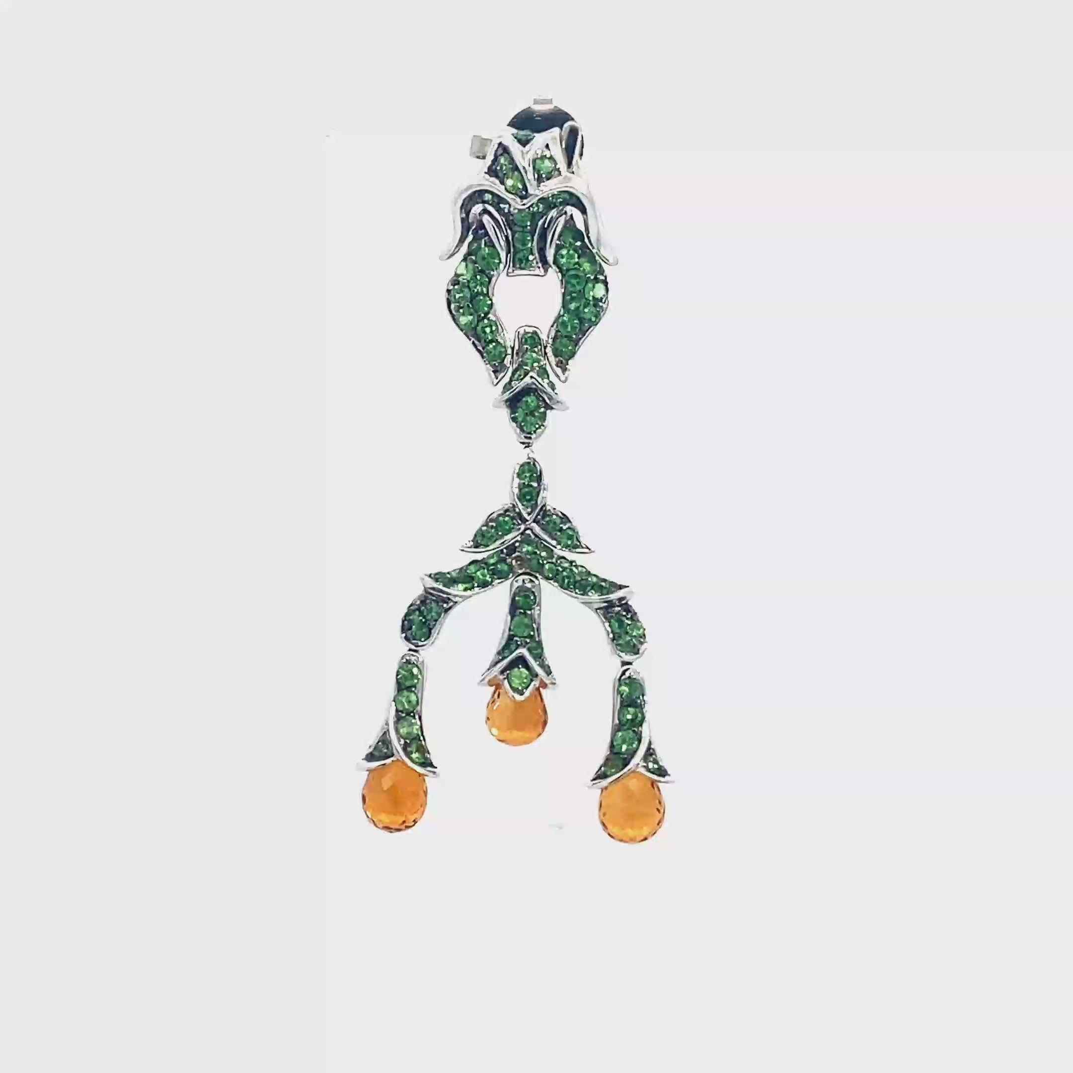 18k White Gold Tsavorites & Citrine Pendant