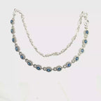 18 K White Gold Necklace with Natural Blue Sapphire & White Diamond