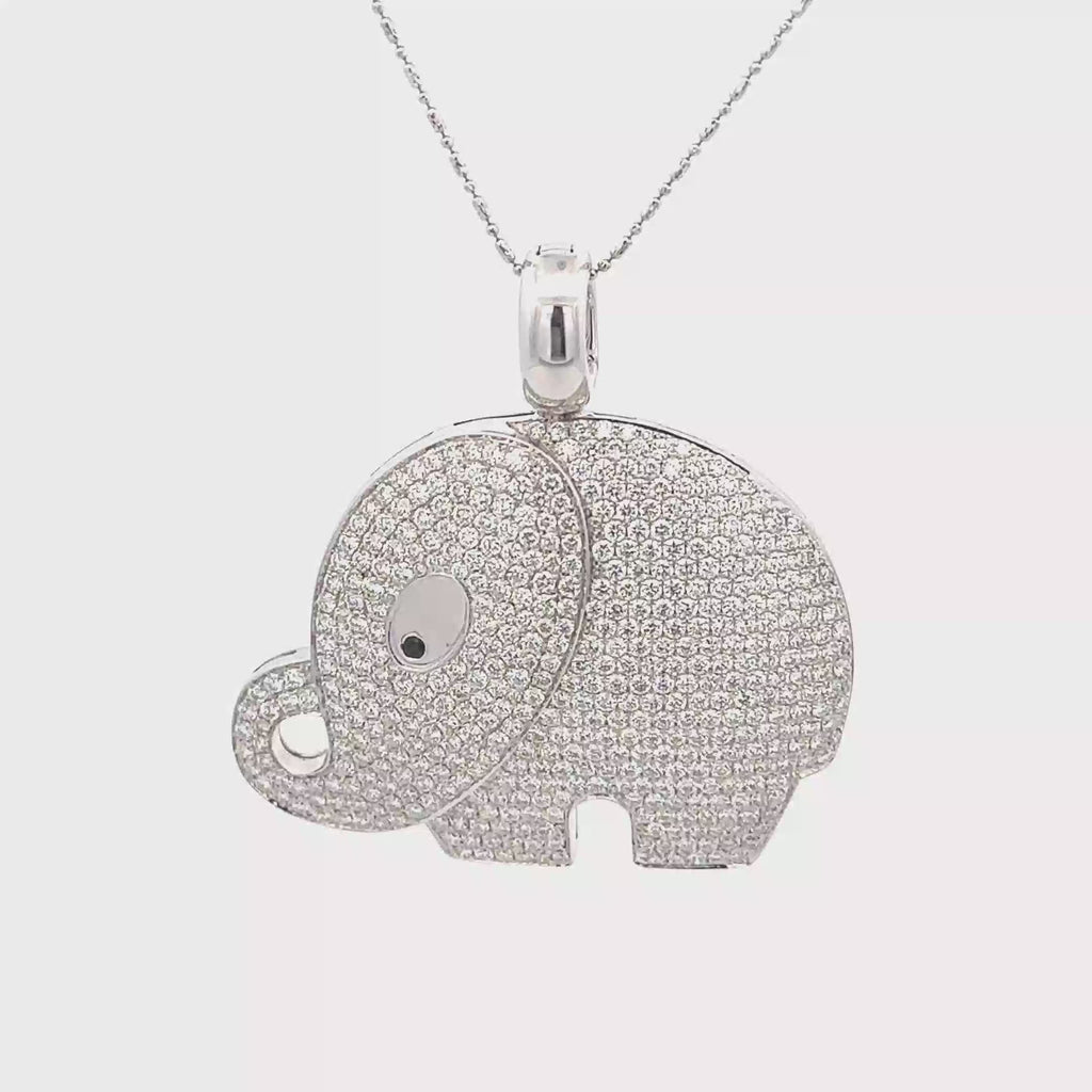 18k White Gold White Diamonds & Black Sapphire Pendant