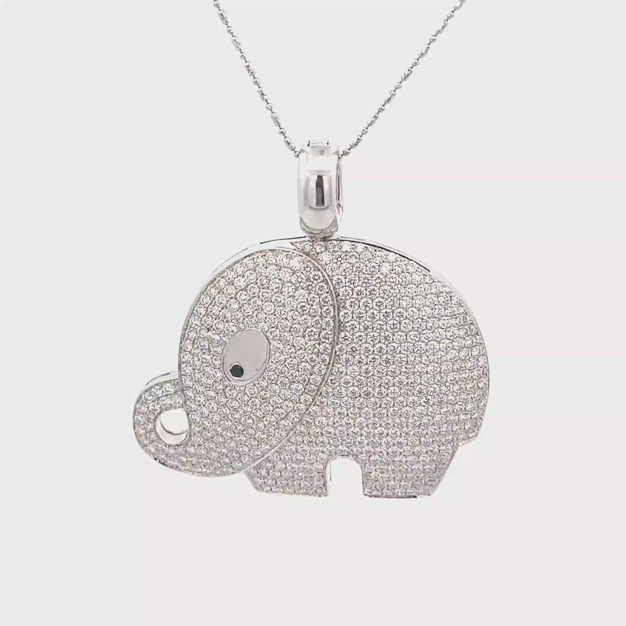 18k White Gold White Diamonds & Black Sapphire Pendant