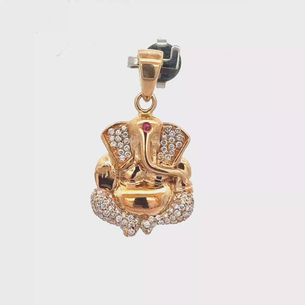 18k Yellow Gold Ruby & White Diamonds Pendant