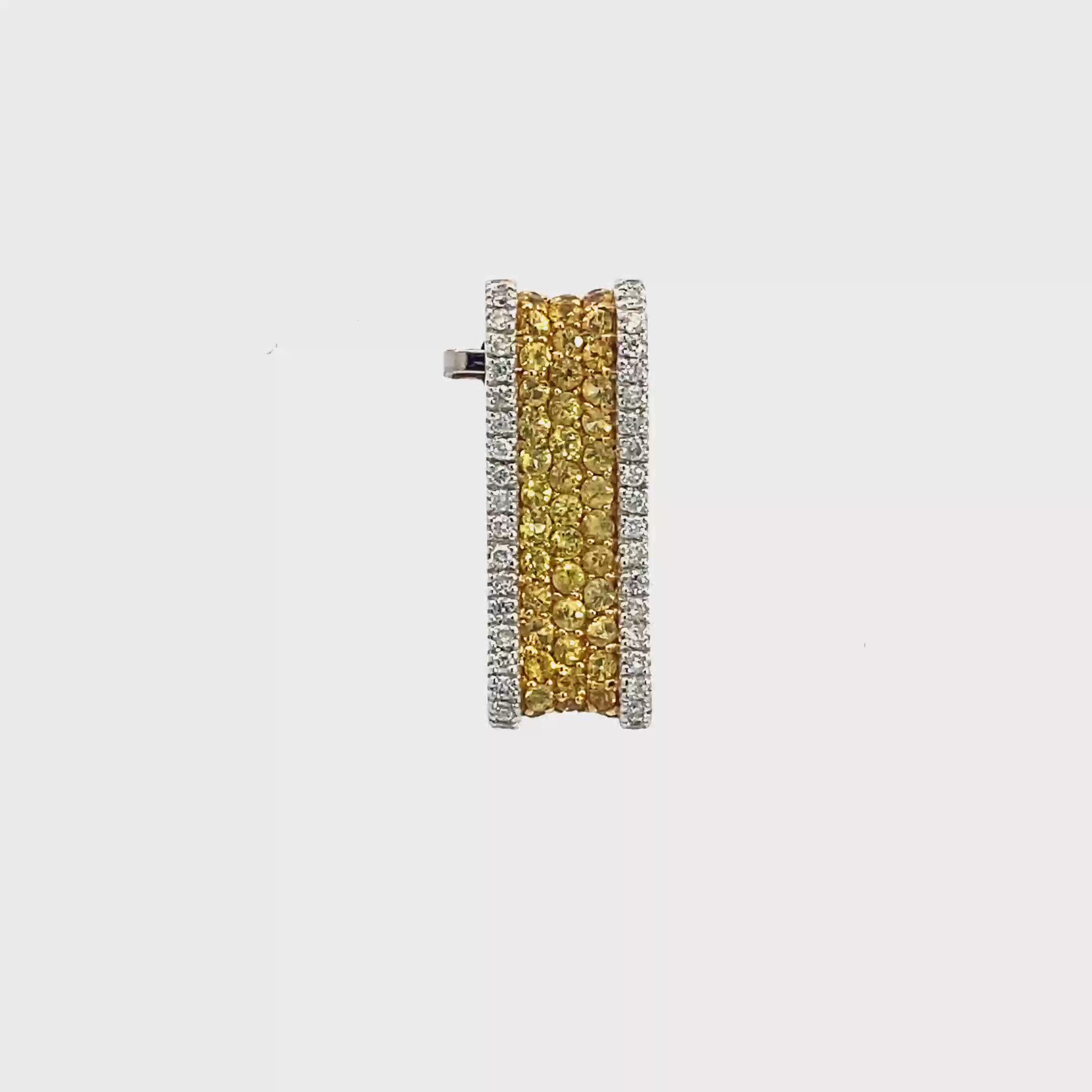 18k White Gold Yellow Sapphire  & White Diamonds Pendant