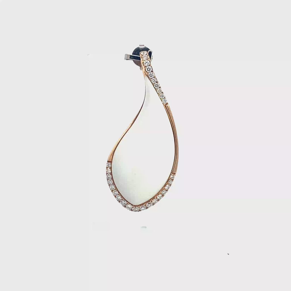 18k Pink Gold White Onyx & White Diamonds Pendant