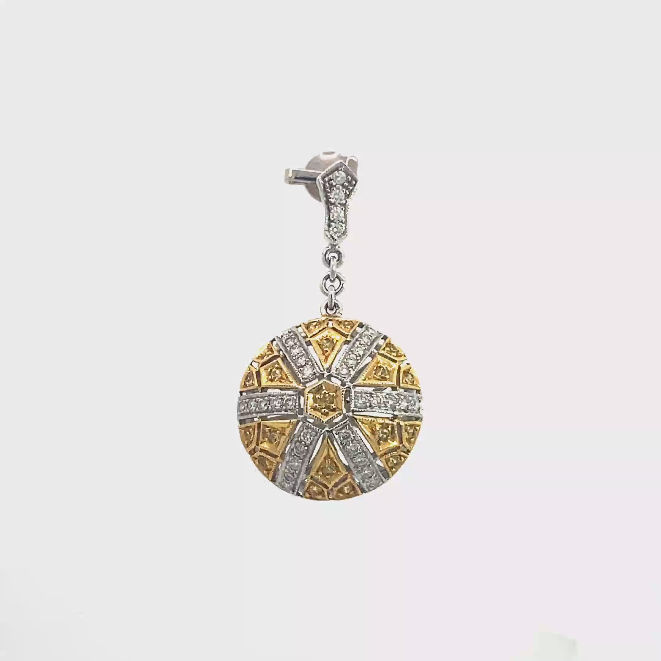 18k White & Yellow Gold Yellow Sapphire White Diamonds Pendant