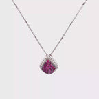 18k White Gold Ruby & White Diamonds Pendant & Necklace