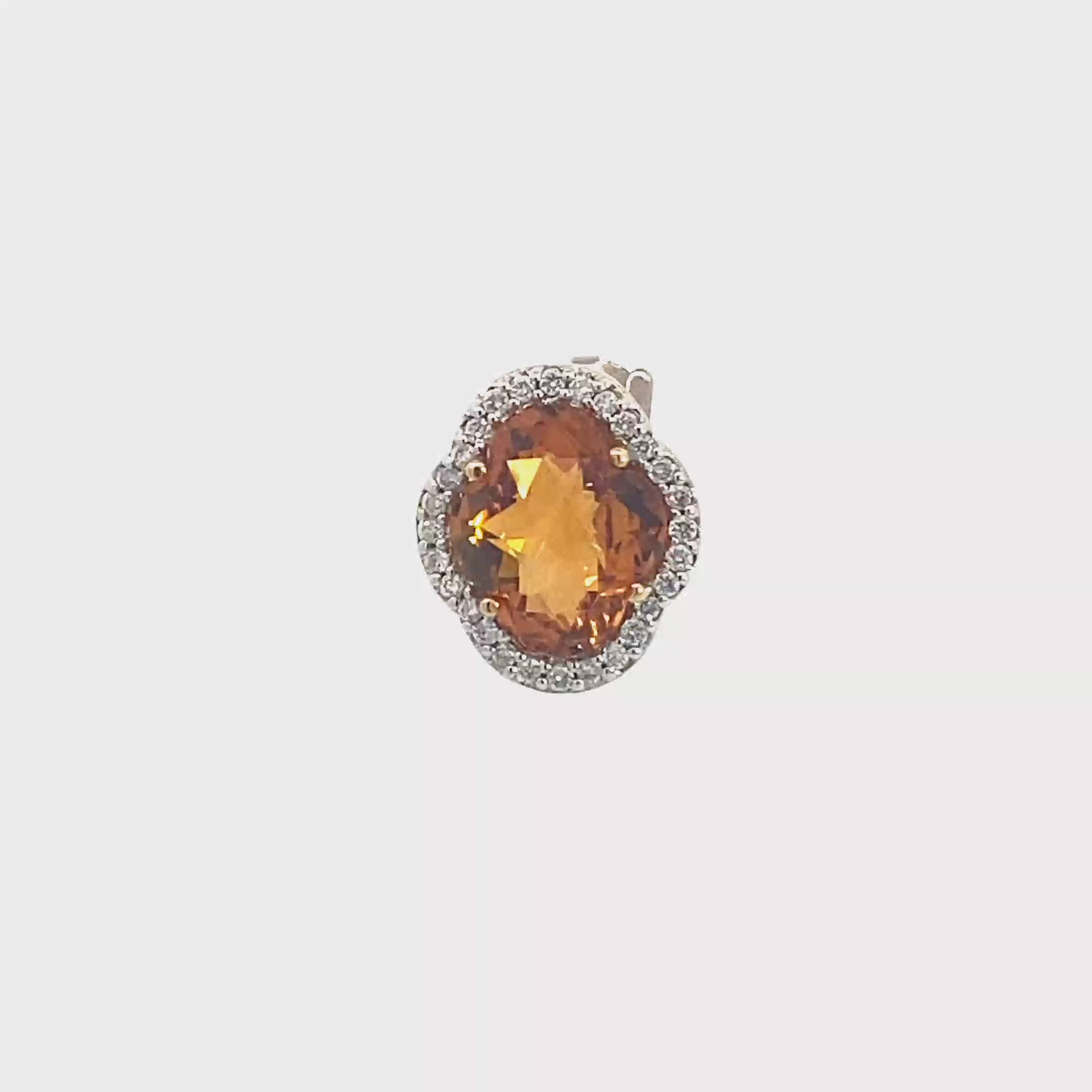 18k Yellow Gold Citrine & White Diamonds Pendant