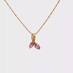 18k Pink Gold Pink Sapphire & White Diamonds Pendant