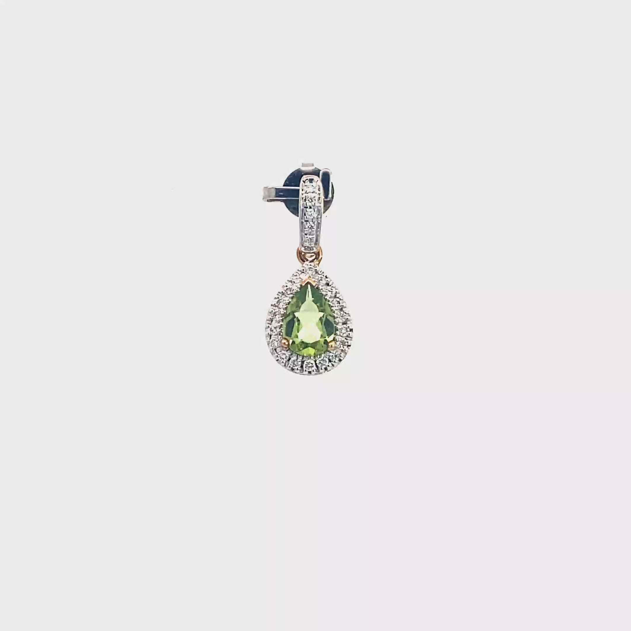18k Yellow Gold Peridot & White Diamonds Pendant
