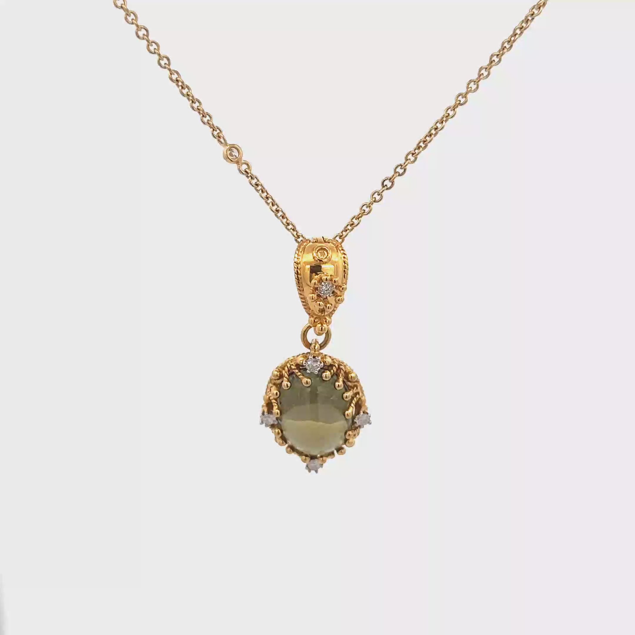 18k Yellow Gold Green.TM White Diamonds Pendants