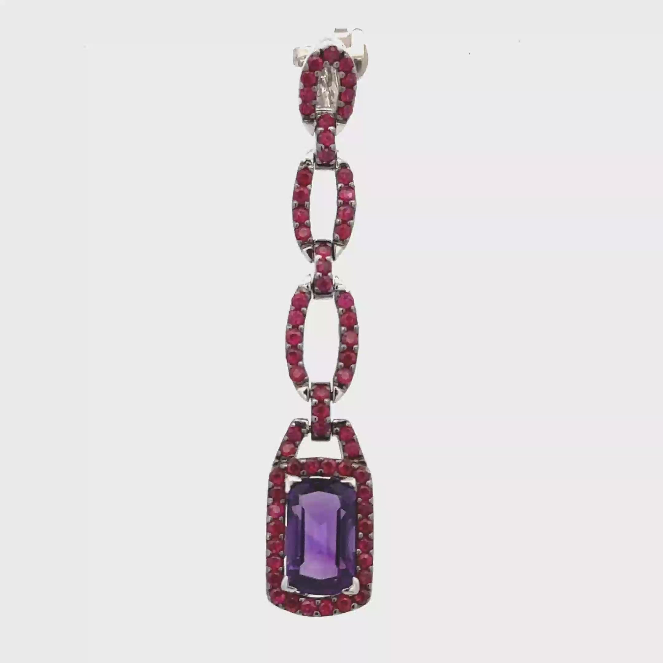 18k White Gold Amethyst & Ruby Pendant