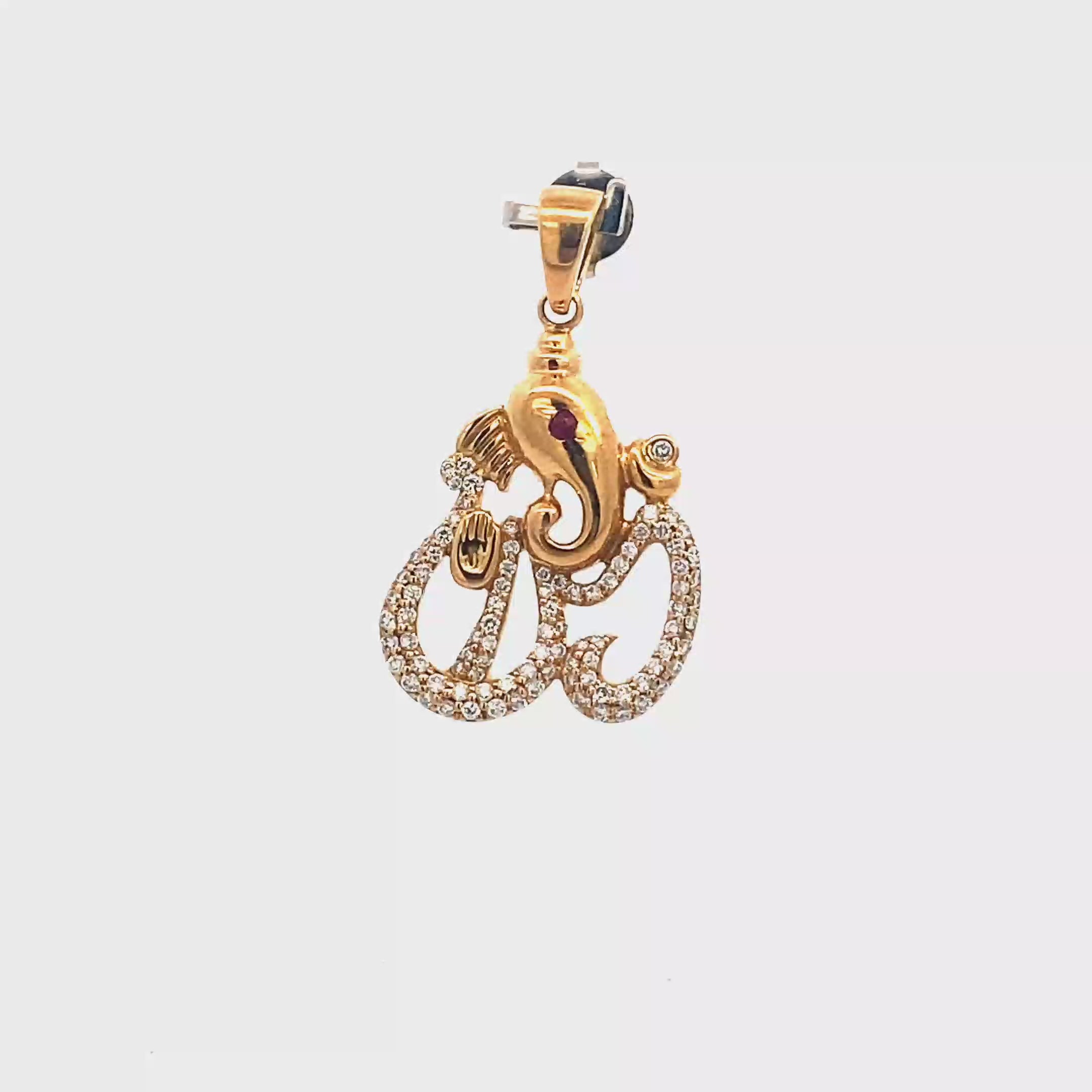18k Yellow Gold White Diamonds & Ruby Pendant