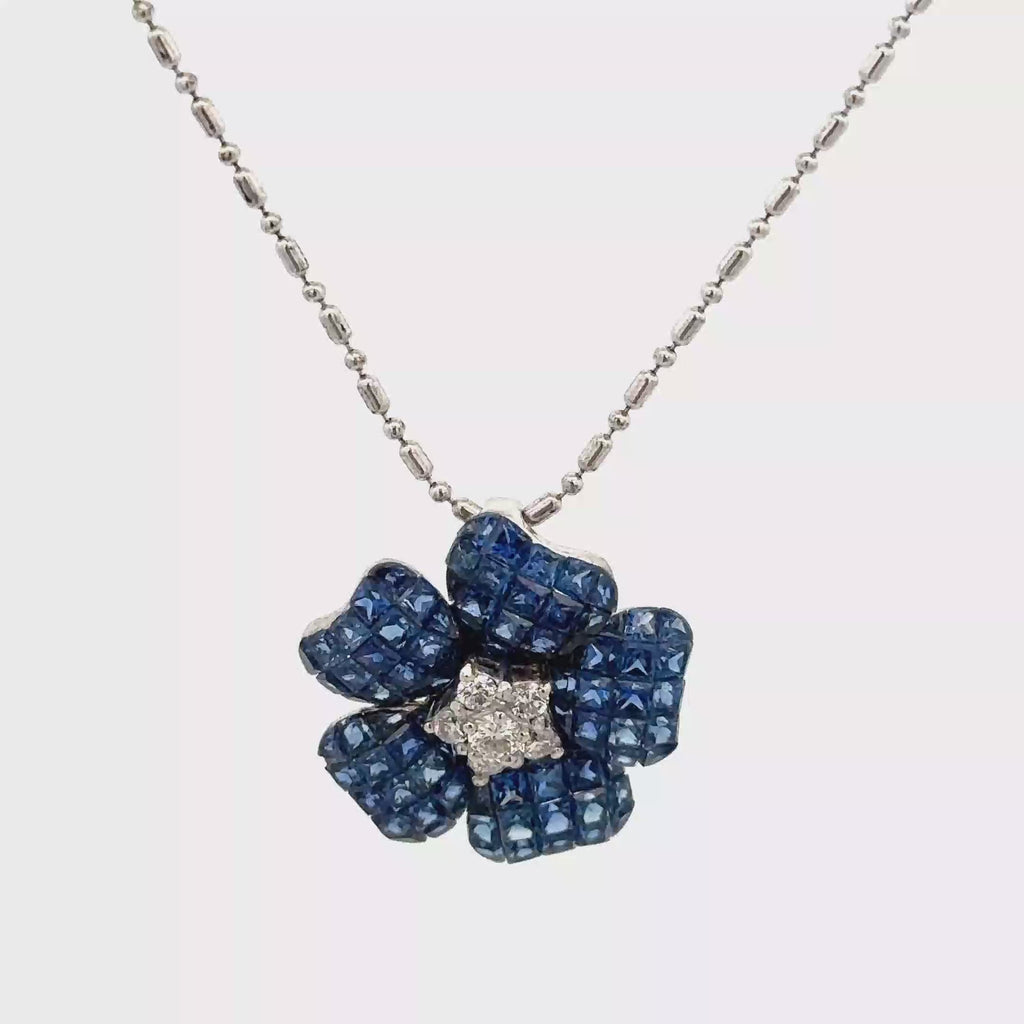 18k White Gold Sapphire & White Diamonds Pendants