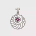 18K WHITE GOLD RUBY&WHITE DIAMONDS PENDANT