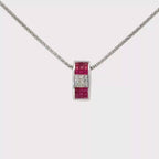 18k White Gold Ruby & White Diamonds Pendant