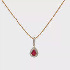 18k Yellow Gold Ruby & White Diamonds Pendant