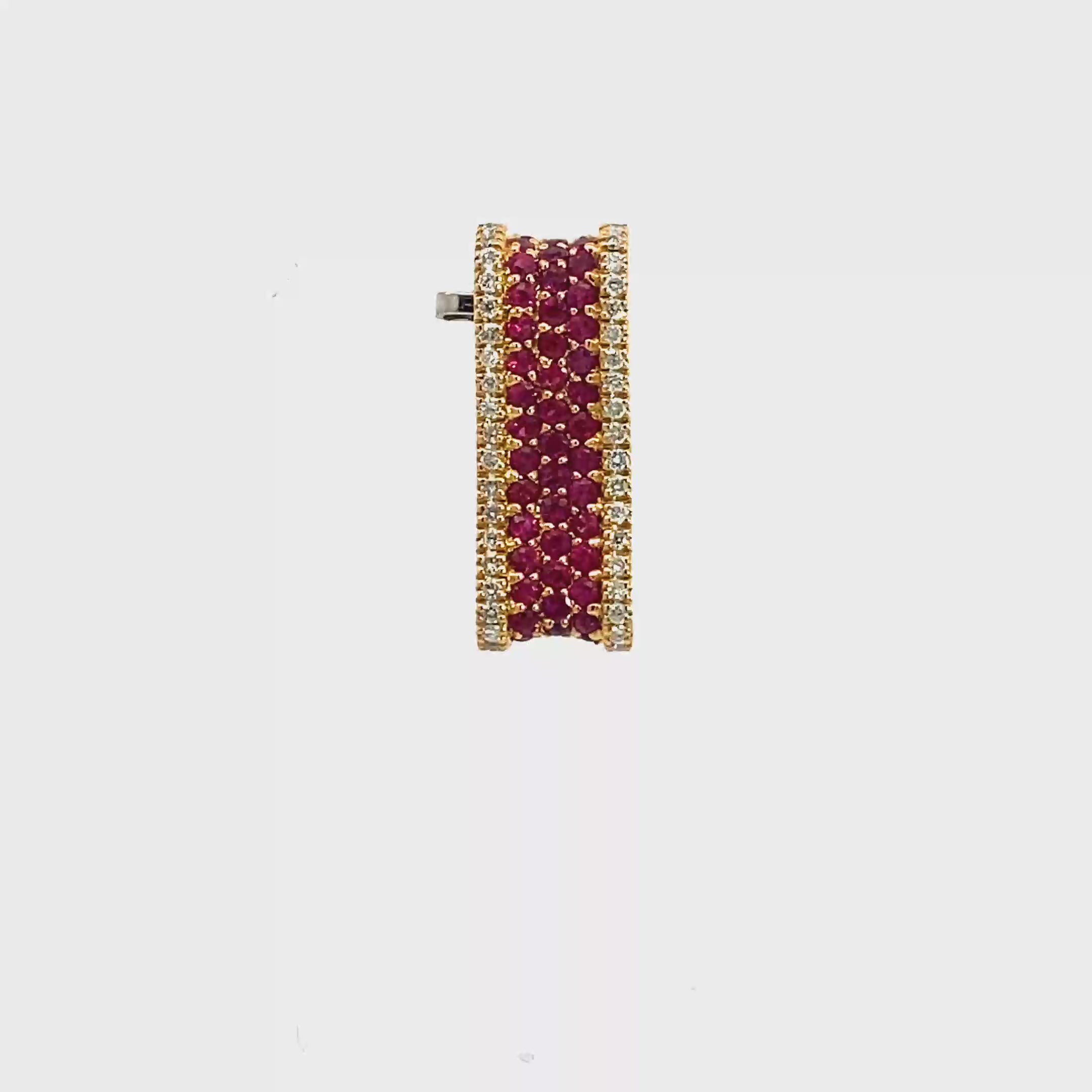 18k Yellow Gold Ruby & White Diamonds Pendant
