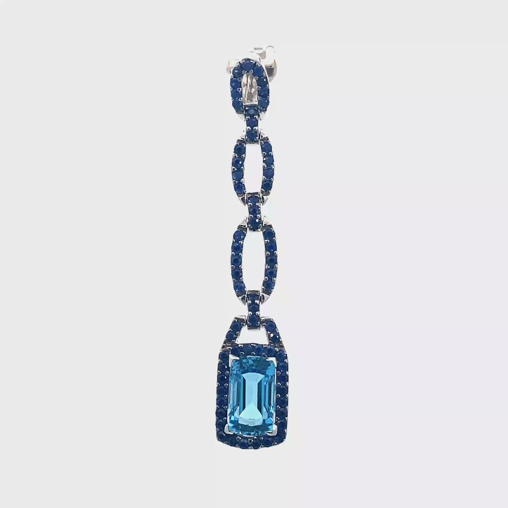 18k White Gold Sapphire & Swiss Blue Pendant