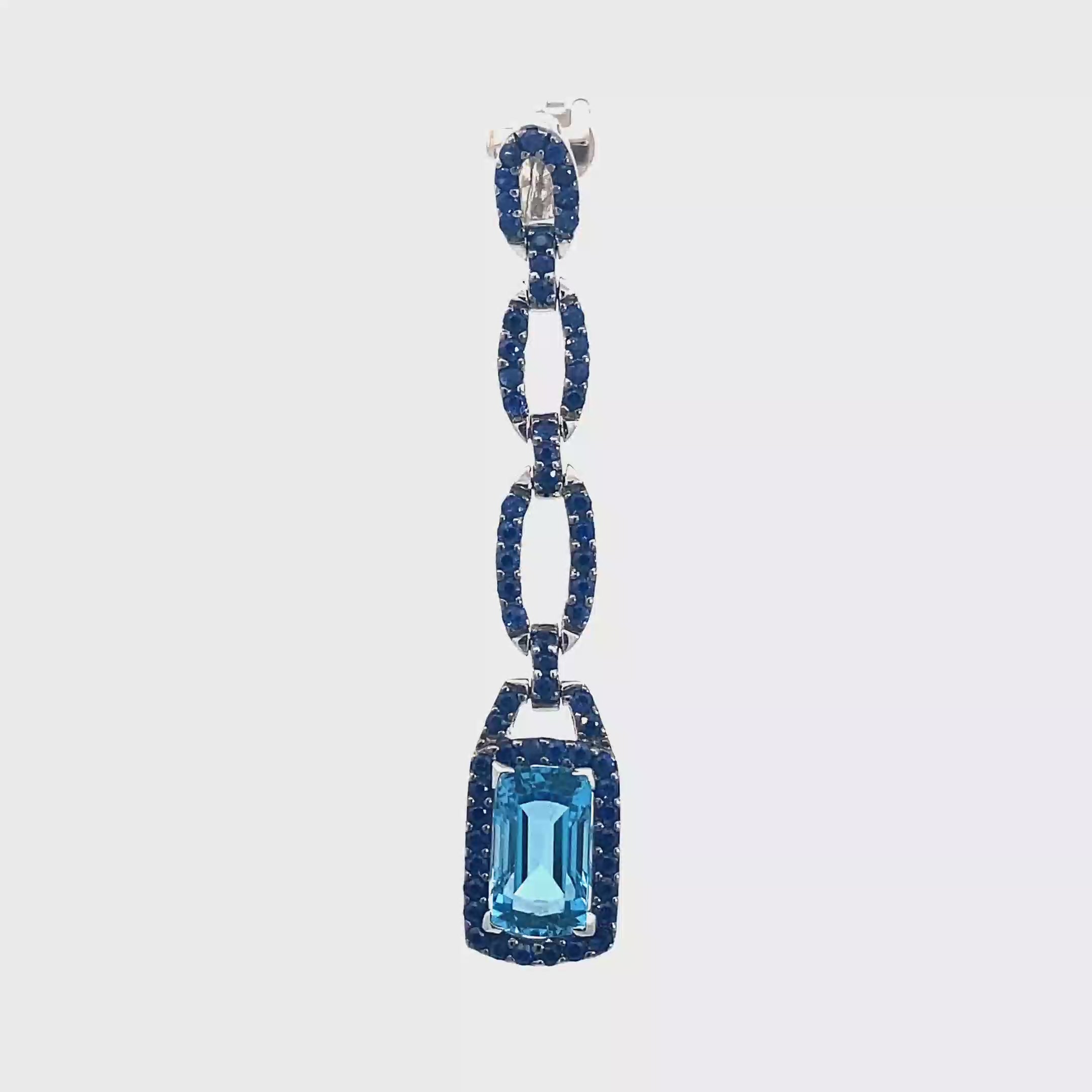 18k White Gold Sapphire & Swiss Blue Pendant