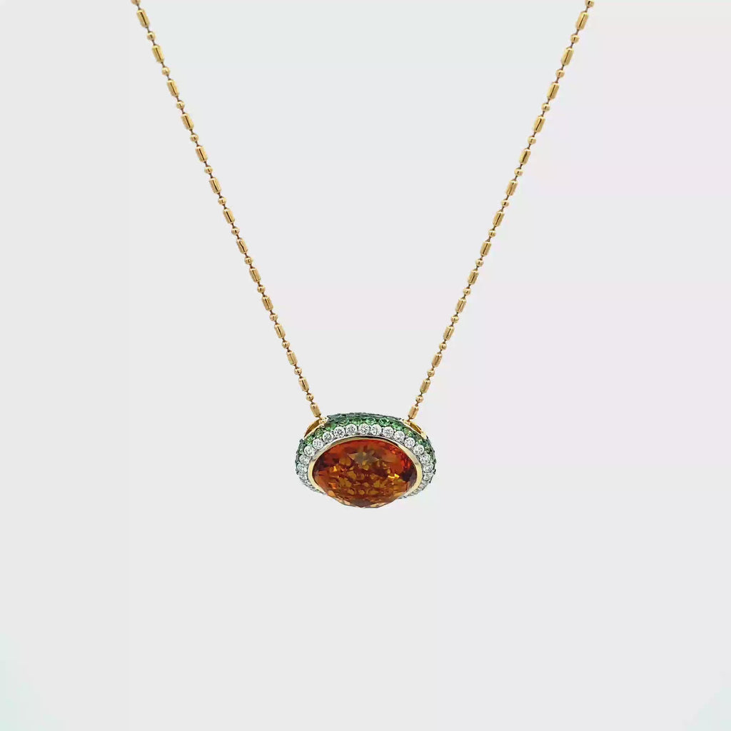 18k Yellow Gold Citrine & Tsavorites White Diamonds Pendants