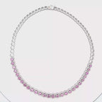 18k White Gold Pink Sapphire & White Diamonds Necklace
