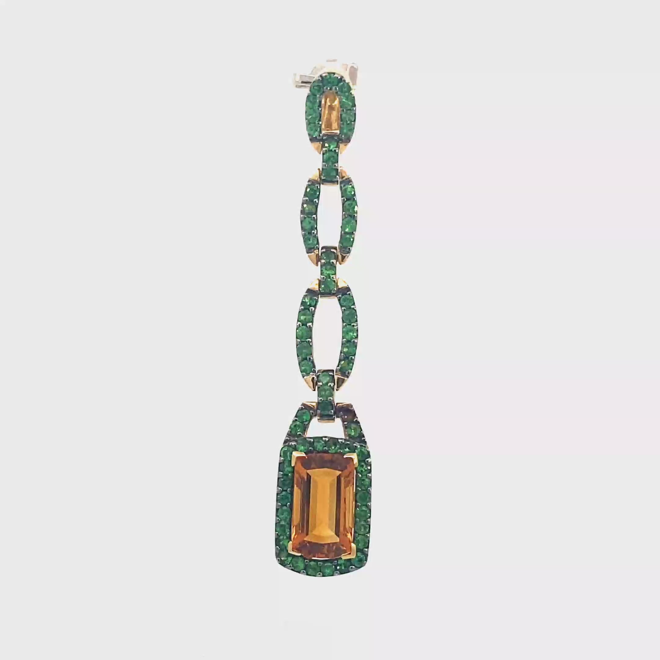 18k Yellow Gold Citrine & Tsavorites Pendant