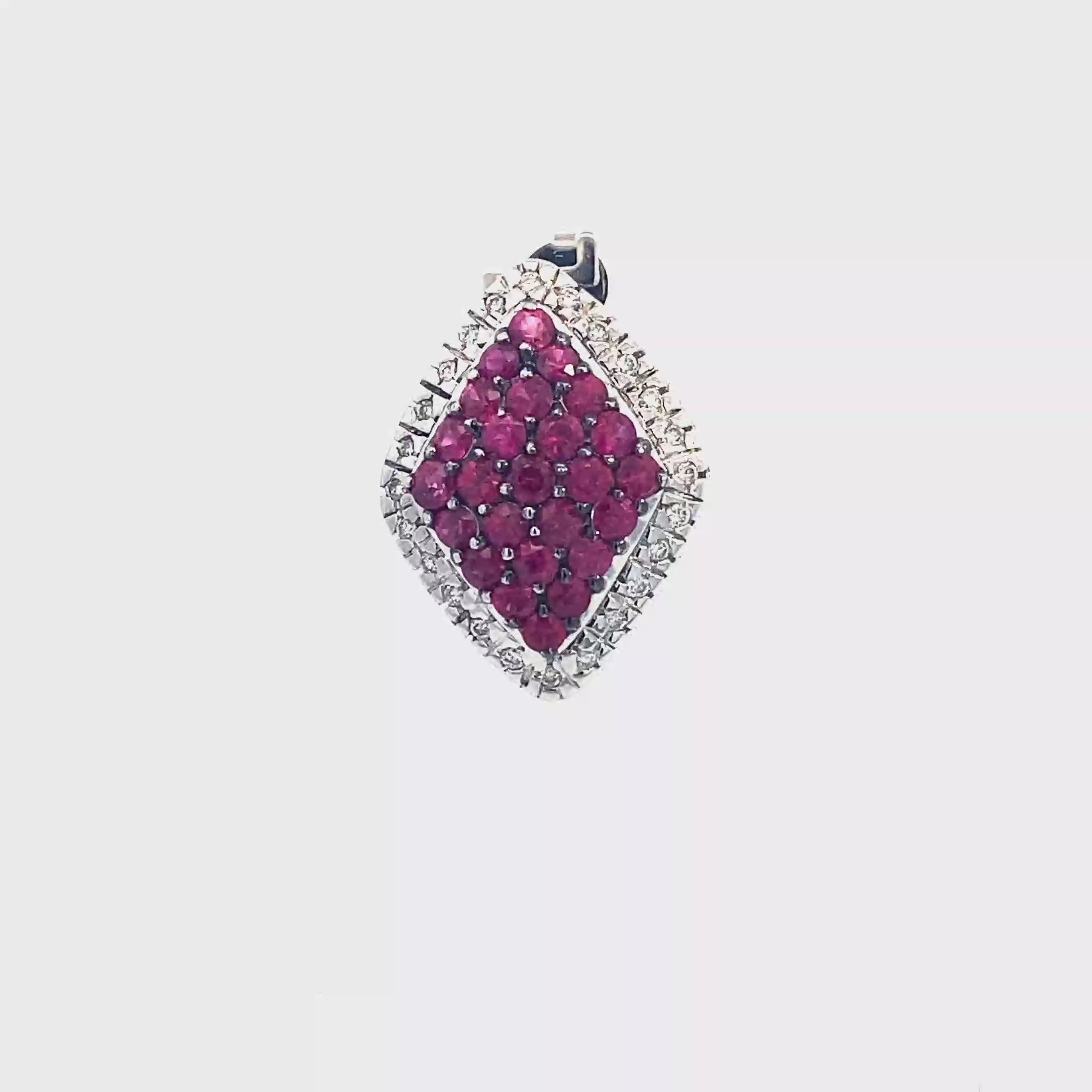 18k White Gold Ruby & White Diamonds Pendant