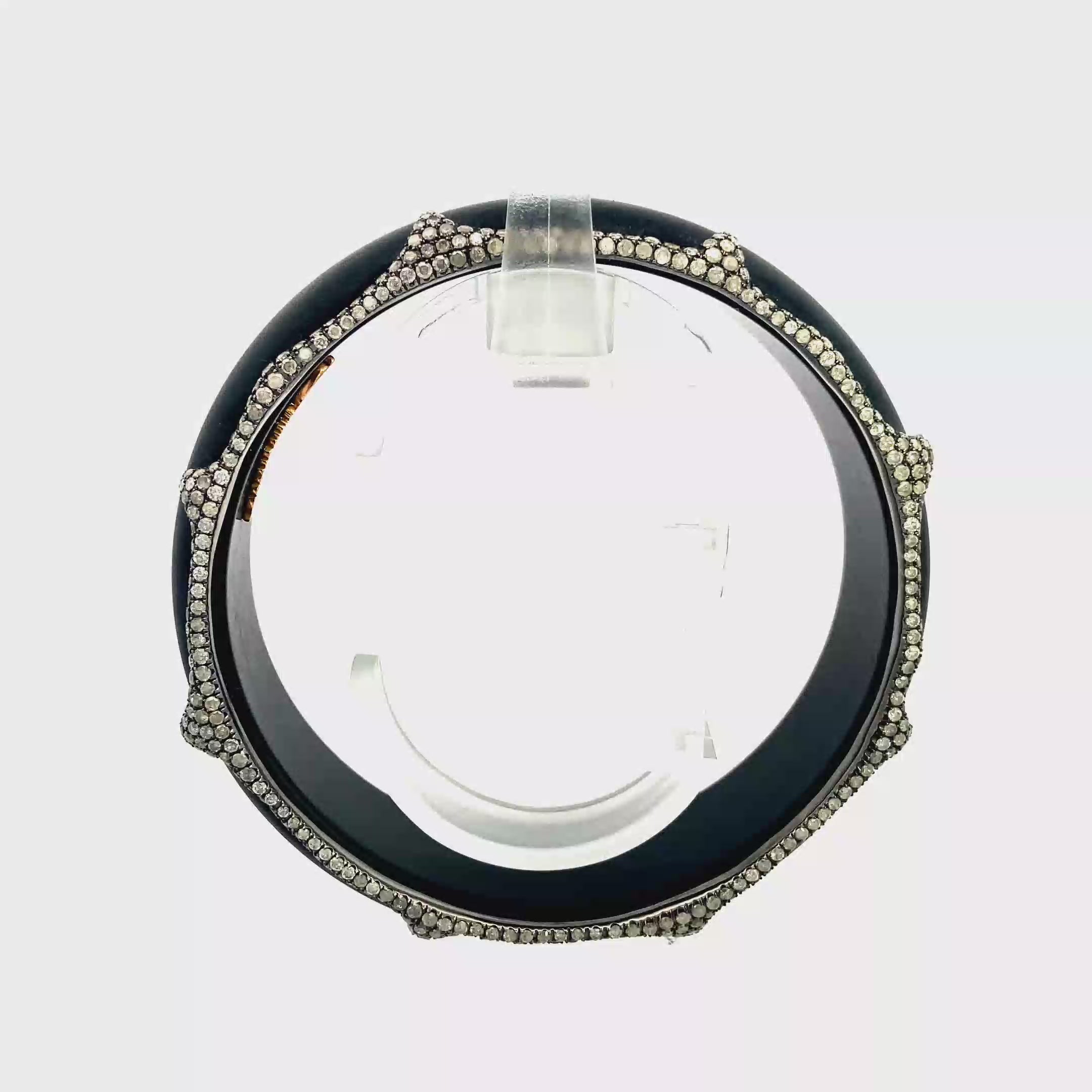 18k White Gold Black Resin & ICE Diamonds Bangle