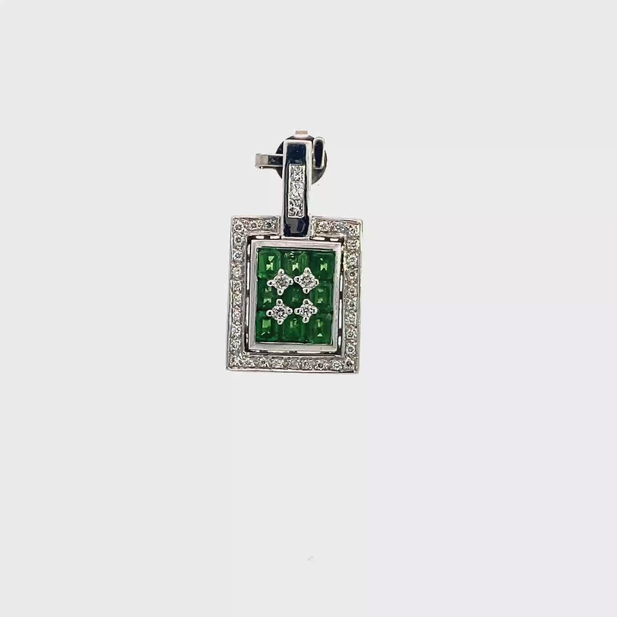 18k White Gold Tsavorites & White Diamonds Pendant
