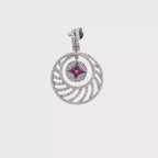 18K WHITE GOLD RUBY&WHITE DIAMONDS PENDANT