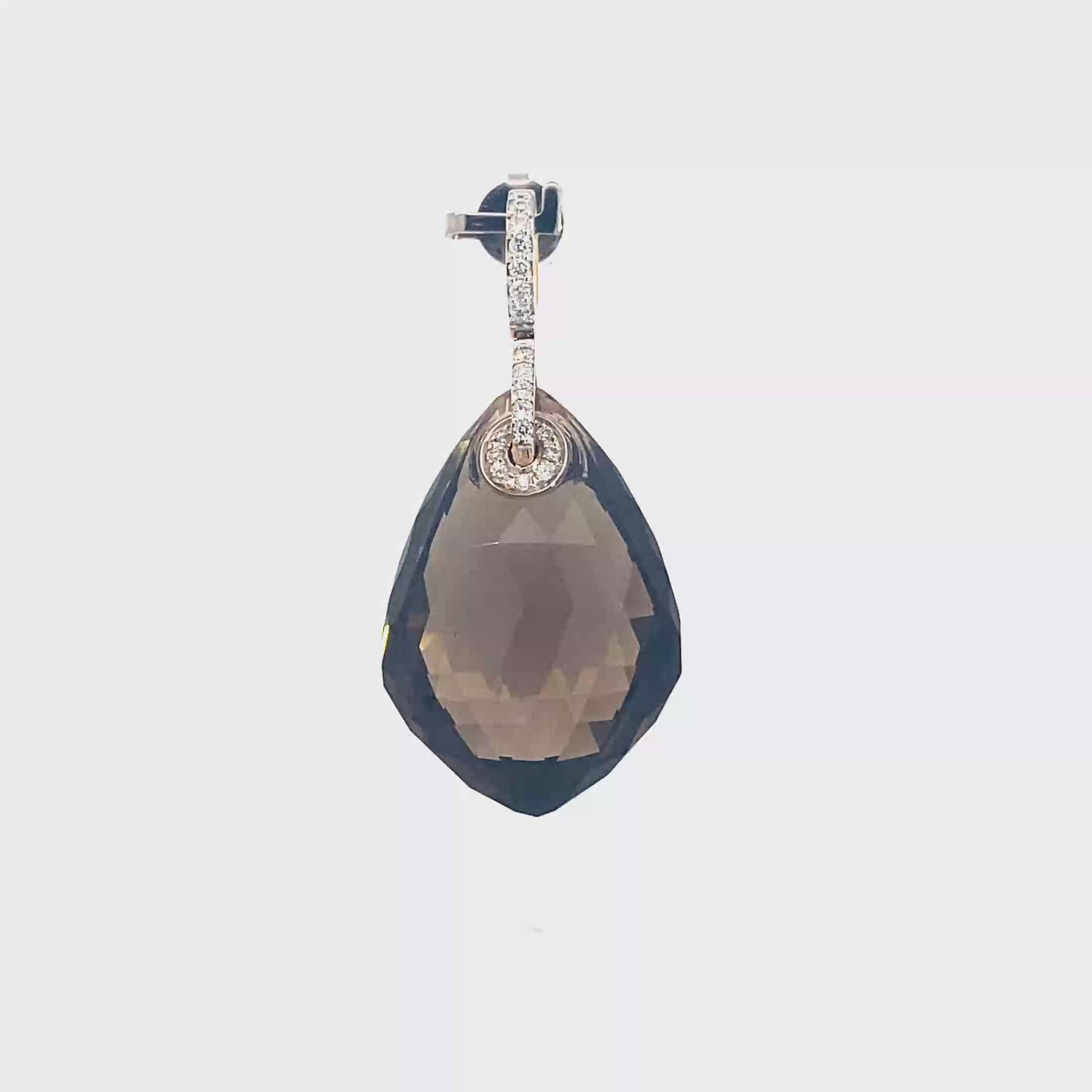 18k Yellow Gold Smoky & White Diamonds Pendant